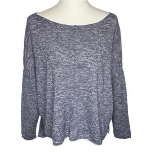 Zara Knit Sweater Blue Heather Oversized Boxy Loose Drop Shoulder Relaxed Medium